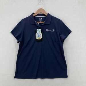 Adidas Golf Polo Shirt Womens Large Navy ClimaCool Jacquard BMW Championship NWT